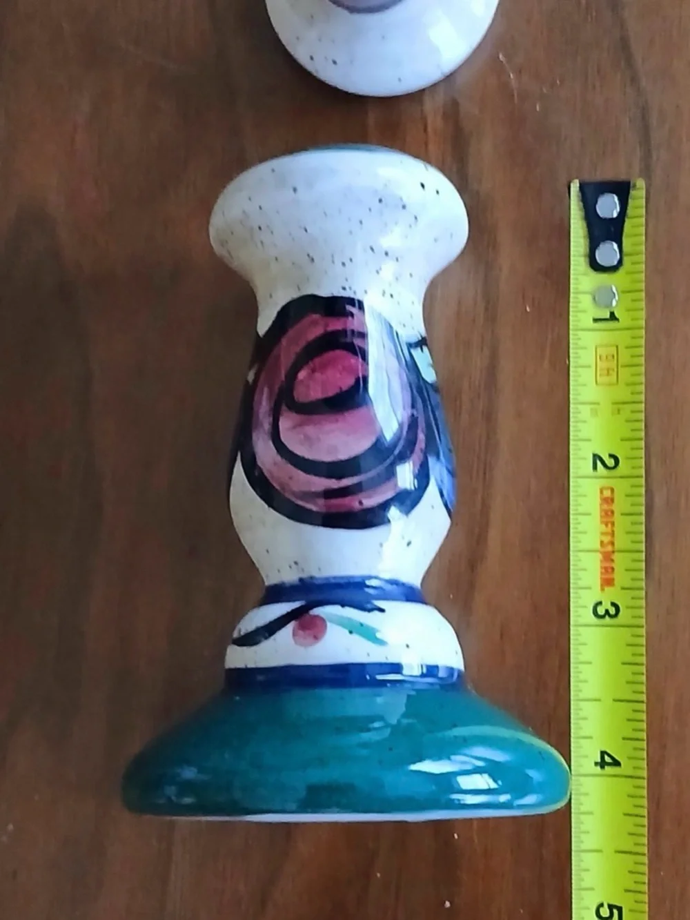 Hand Painted Signed Candle Sticks Holders Flowers Glazed Farmstyle